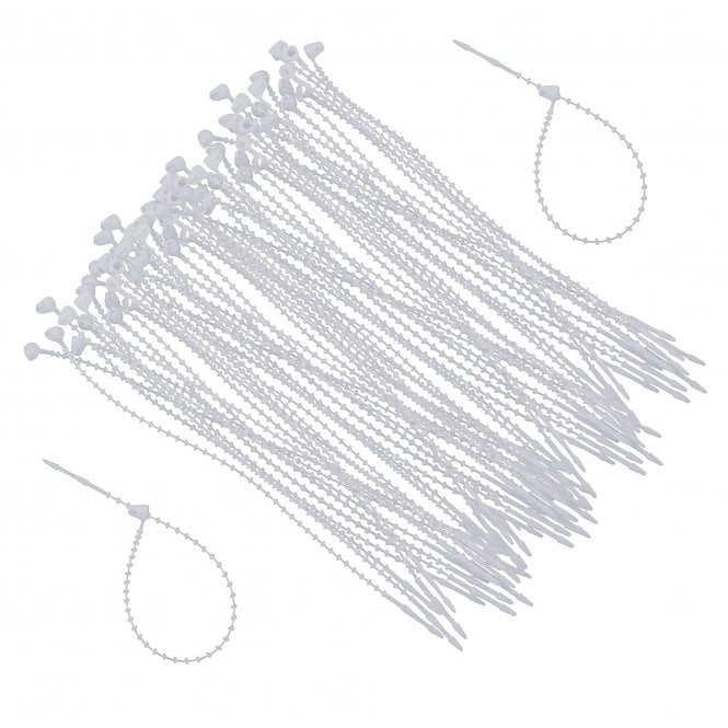 100mm Reusable Beaded Cable Ties (Natural, Pack of 100) – Twist-Lock Design