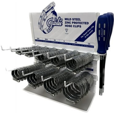 100pcs Jubilee Hose Clips with Dispenser Rack Stand and 3 Flexible Drivers Clamp