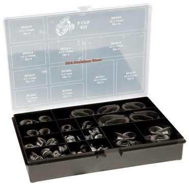 110 Piece A2 304 Stainless Steel Assorted P-Clip Kit Box