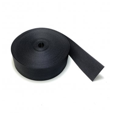 50mm Wide Black Nylon Heavy Duty Polypropylene Webbing Strap- 10m 