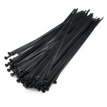7.6mm x 400mm Round Head Cable Ties – Heavy-Duty UV-Resistant Nylon – Black – Pack of 10, 20 or 100