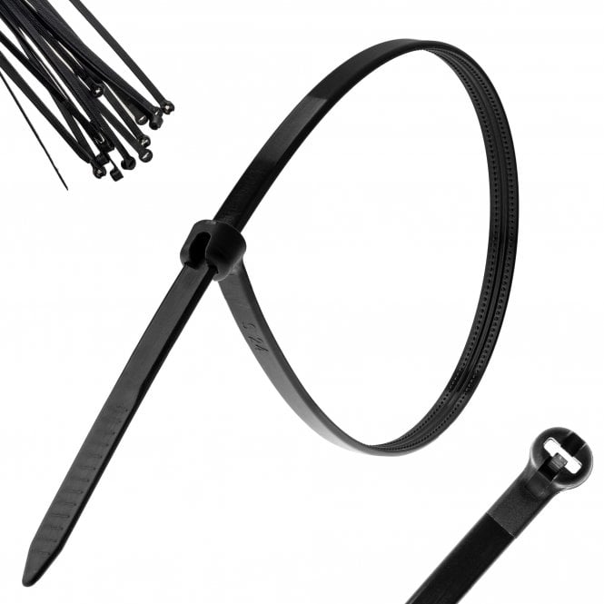 7.6mm x 400mm Stainless Steel Pawl Nylon Cable Ties X100