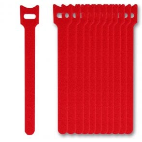 Hook & Loop Nylon cable ties 12mmx180mm Red 10 piece