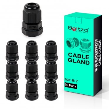 Black Nylon Cable Glands M12–M30 – IP68 Waterproof Electrical Conduit Fittings for Outdoor Panels, Boxes & Enclosures