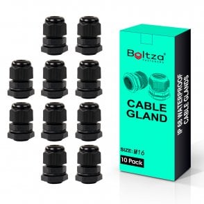 Boltza® Conduit M16 Black Nylon Cable Glands 10pcs Box