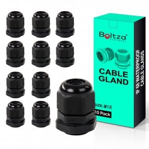 Boltza® Conduit M18 Black Nylon Cable Glands 10pcs Box