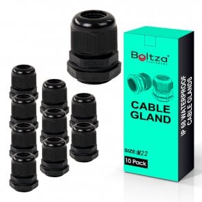 Boltza® Conduit M22 Black Nylon Cable Glands 10pcs Box