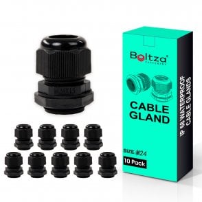 Boltza® Conduit M24 Black Nylon Cable Glands 10pcs Box