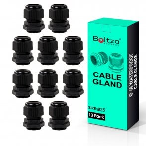 Boltza® Conduit M25 Black Nylon Cable Glands 10pcs Box