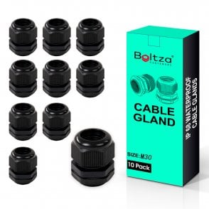 Boltza® Conduit M30 Black Nylon Cable Glands 10pcs Box