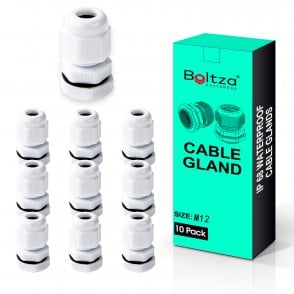 Boltza® Conduit M12 White Nylon Cable Glands 10pcs Box