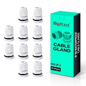 Boltza® Conduit M16 White Nylon Cable Glands 10pcs Box
