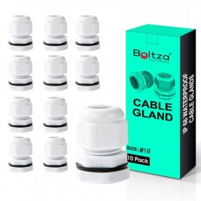 Boltza® Conduit M18 White Nylon Cable Glands 10pcs Box