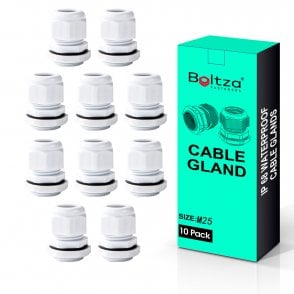 Boltza® Conduit M25 White Nylon Cable Glands 10pcs Box