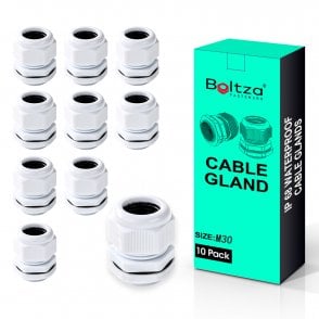 Boltza® Conduit M30 White Nylon Cable Glands 10pcs Box