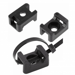 Black Nylon Screw Mount Cable Tie Base Cradle for 3.6, 4.8, 7.6, 9.0mm cable tie- 50 Pack