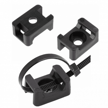 Black Nylon Screw-Fixing Cable Tie Bases – Fits 3.6–9.0 mm Ties, 50 Pack