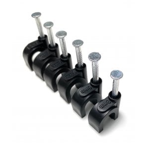 Black Round Cable Clips 8mm- 100 pieces
