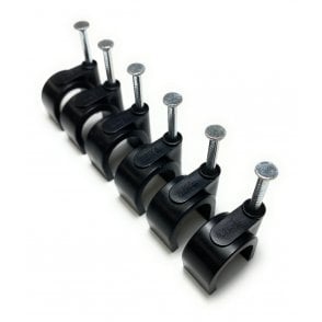 Black Round Cable Clips 16mm- 100 pieces