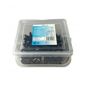 Black Round Cable Clips K-Type Trade Box, 4mm- 500 Pieces