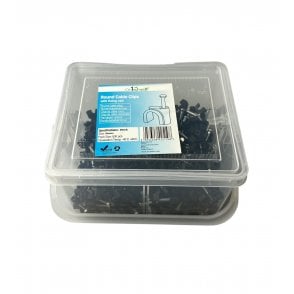 Black Round Cable Clips K-Type Trade Box, 5mm- 500 Pieces