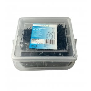Black Round Cable Clips K-Type Trade Box, 9mm- 500 Pieces