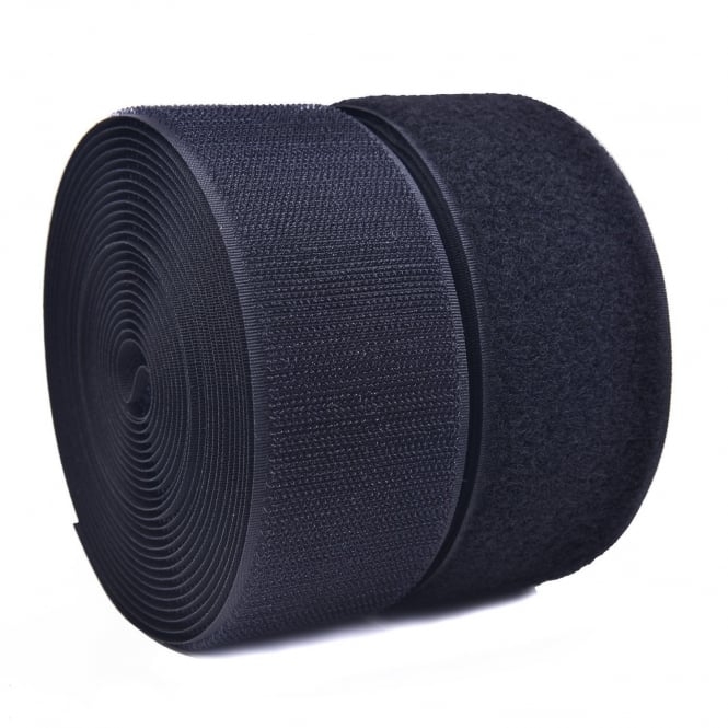 Black Sew On Hook and Loop Tape Set with Non-Adhesive Back Nylon Fabric Fastener