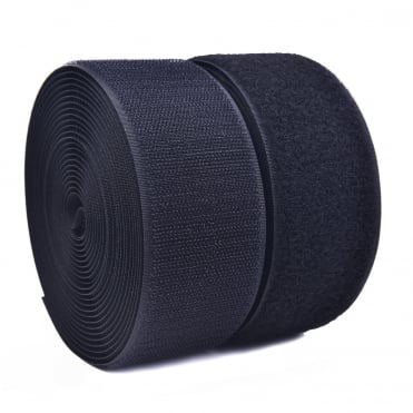 Black Sew On Hook and Loop Tape Set with Non-Adhesive Back Nylon Fabric Fastener