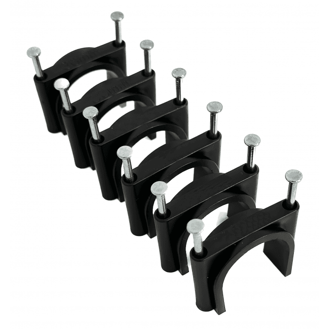 Black Two-Nail Large Cable Clips - Secure Wires, Ducts, and Pipes in 30mm, 35mm, 40mm