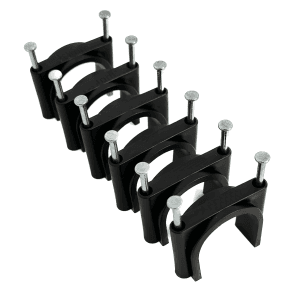 Black heavy Duty, 2 Nails Round Cable Clips 40mm- 50 pieces