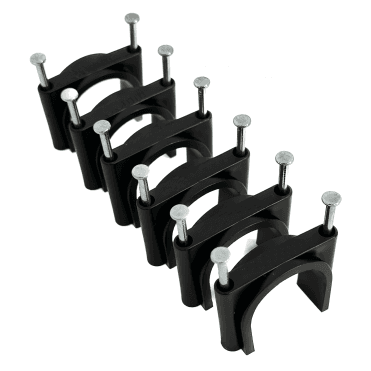 Black Two-Nail Large Cable Clips - Secure Wires, Ducts, and Pipes in 30mm, 35mm, 40mm