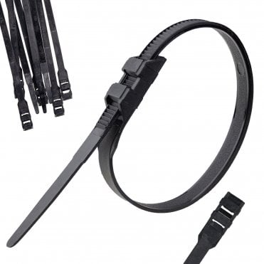 Boltza® Durable Double Locking Cable Ties - Black, 9.0mm x 260mm, 100-Pack