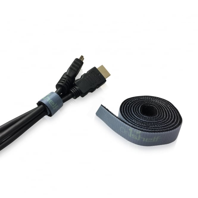 Cable Tidy Double Sided Strap, Cable Organiser Black 15mm x1m
