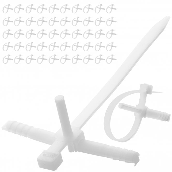 Expand Plug Cable Ties – 7mm x 150mm (100 Pack) – Wall Mount Nylon Zip Ties