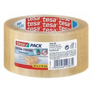 Tesa Extra Strong PVC Packaging Tape, Clear, 50mm x 66M