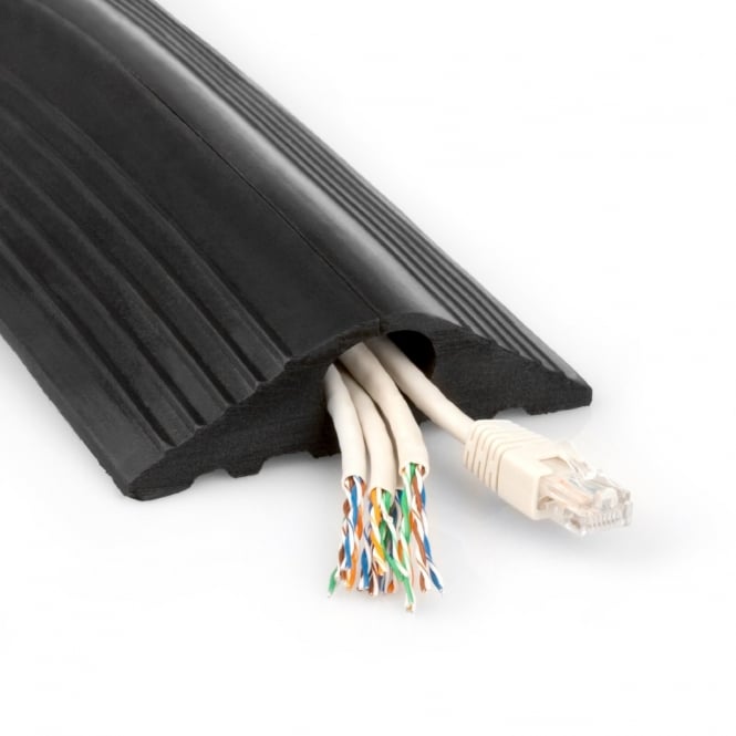 Heavy Duty Rubber Cable Protector Black.  Floor Cover- With 20mm Hole