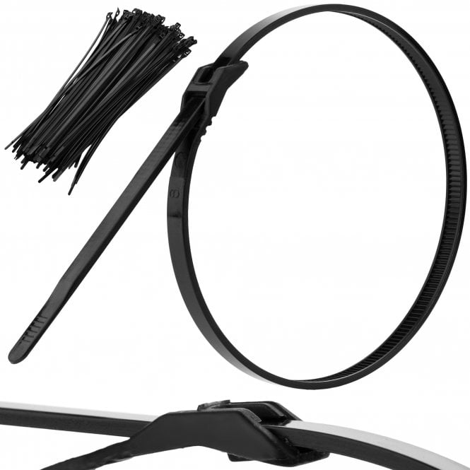 In-Line Low Profile Cable Ties - Black 4.5mm x 280mm | Pack of 100 | Sleek and Reliable