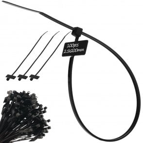Marker - Cable Ties- Black 2.5mmx200mm x100
