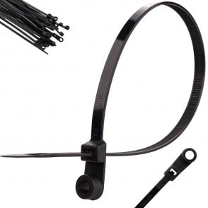 Mountable Head - Cable Ties- Black- 3.6mmx145mm x100