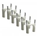 White heavy Duty, 2 Nails Round Cable Clips 40mm- 50 pieces