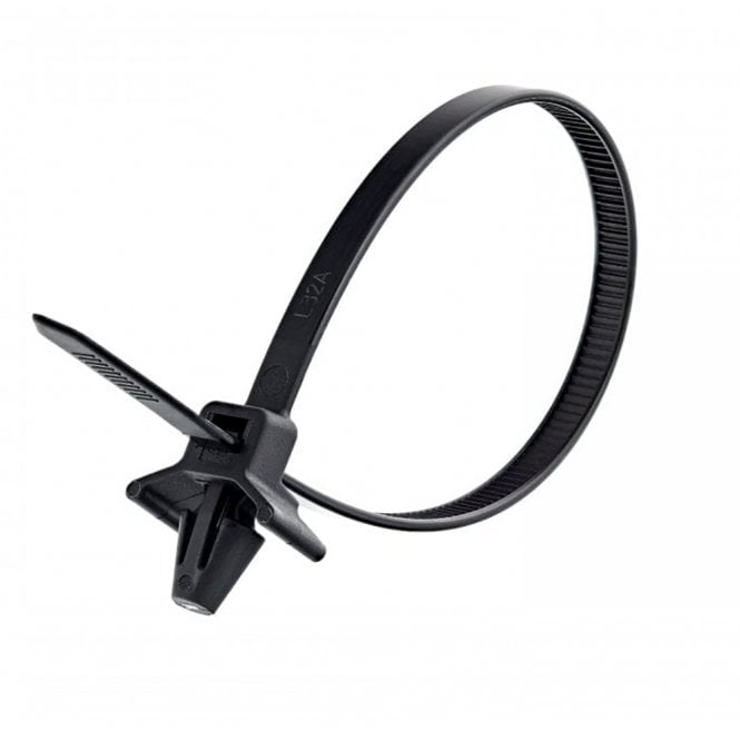 Push Mount Winged Cable Ties / Car Chassis Nylon Zip Tie Fixing Black