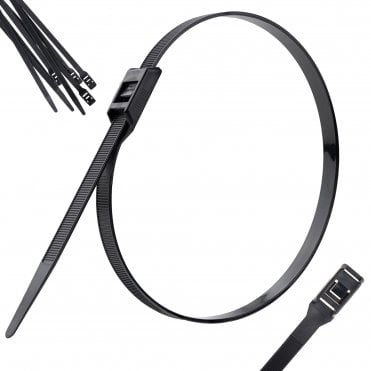 Releasable Cable Ties - Black - 9.0mm x 500mm, 10-Pack