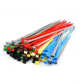 Silver Releasable cable ties 7.2mmx300mm, 50 pieces