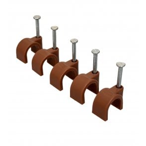 Brown Round Cable Clips 12mm- 200 pieces