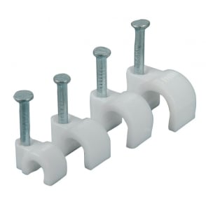 White Round Cable Clips 5mm- 200 pieces