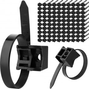 Saddle Mount - Cable Ties- Black- 7.5mmx180mm x100