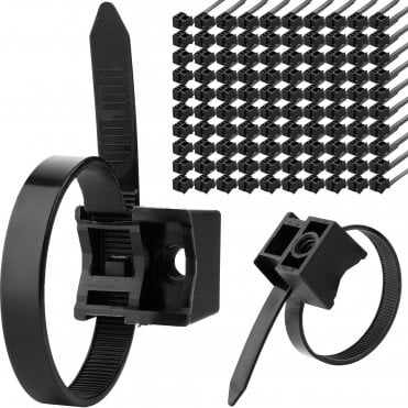 Saddle Mount Cable Ties - Black, 7.5mm x 180mm (Pack of 100) | Durable and Versatile
