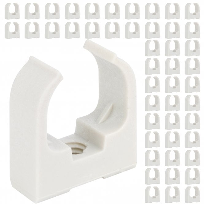 Saddle Push-In Cable Clips for 16mm Conduit – White– Pack of 10 or 50 – Heavy-Duty PVC
