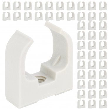 Saddle Push-In Cable Clips for 16mm Conduit – White– Pack of 10 or 50 – Heavy-Duty PVC
