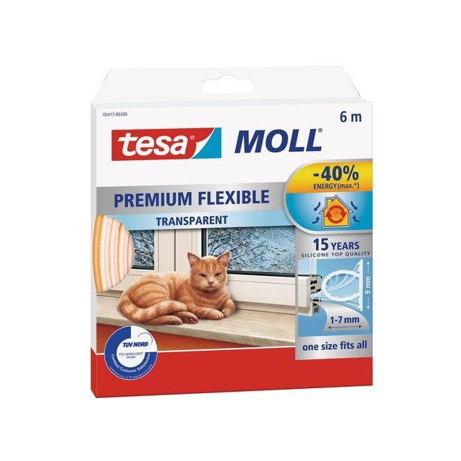 tesamoll Premium Flexible - Self Adhesive Silicone Seal Strip for Insulating Gaps